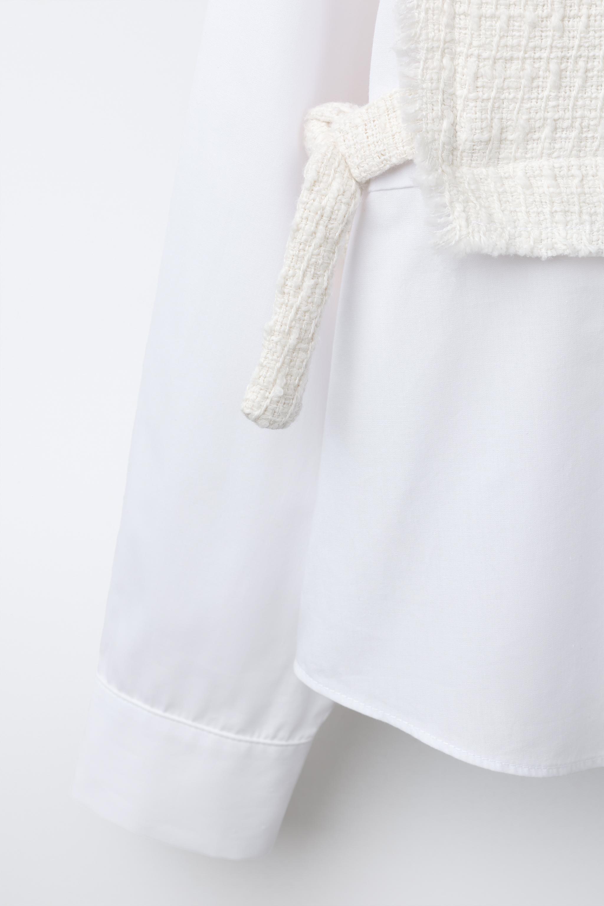 PLAIN SHIRT WITH STRUCTURAL VEST AND BOWS